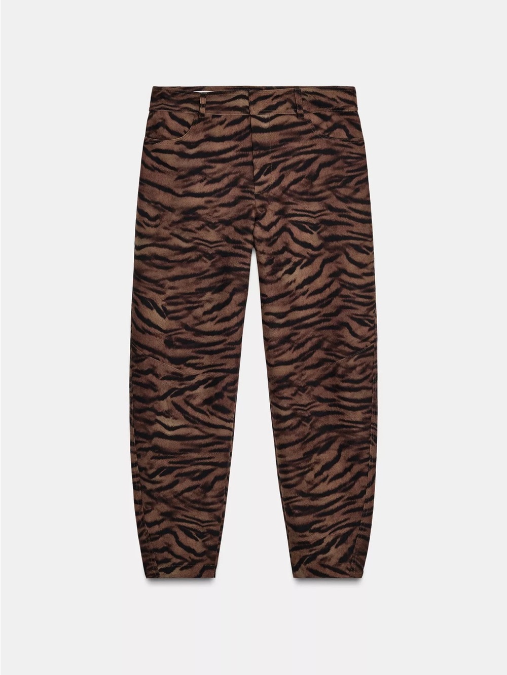 Zara animal print barrel pants black/brown small